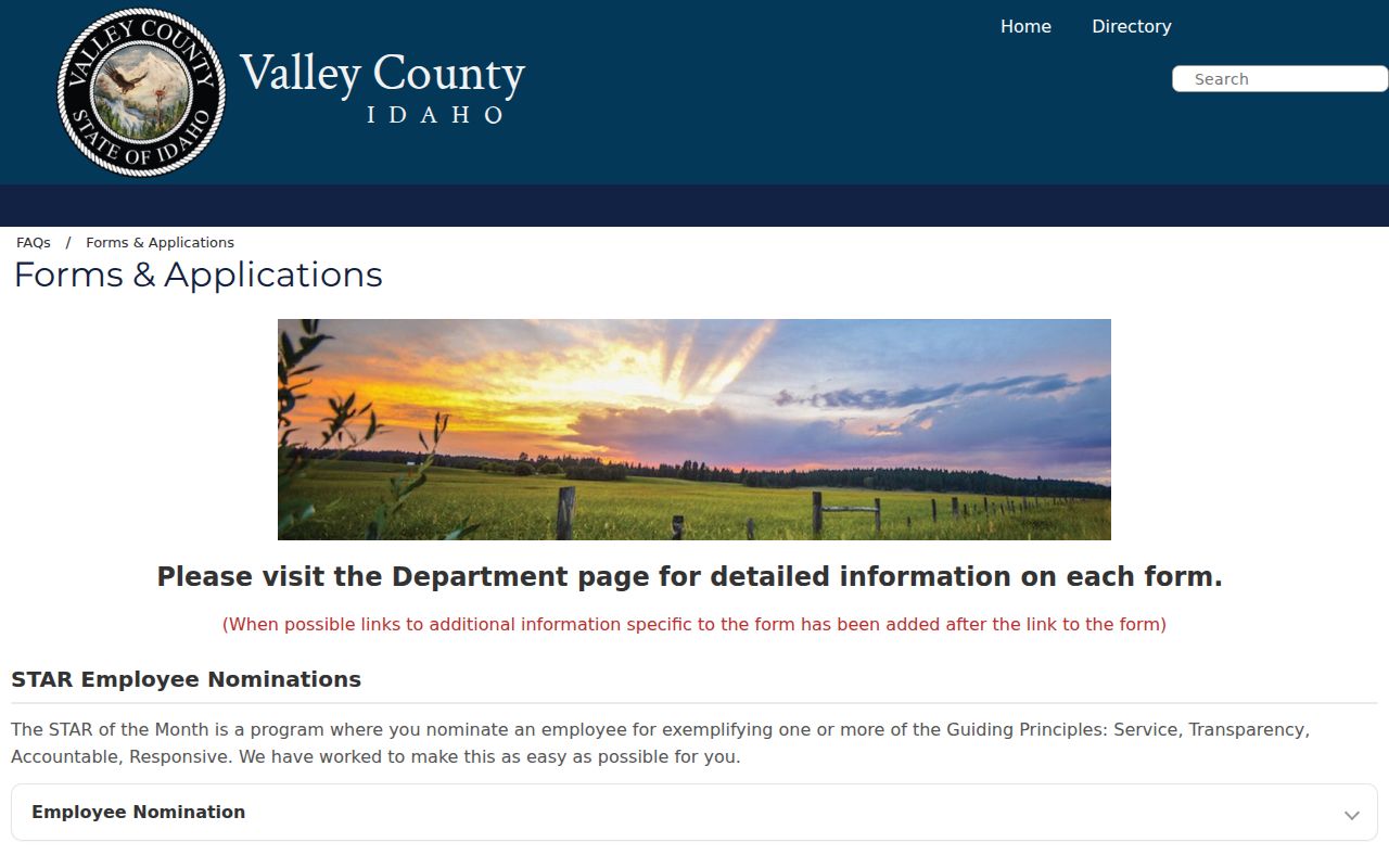 Cascade criminal history Valley County forms directory