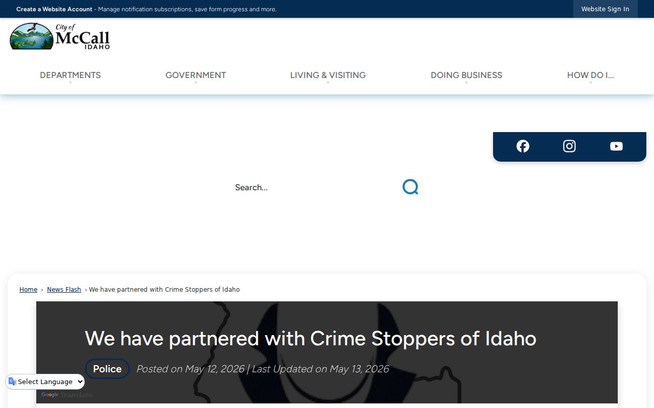 McCall criminal records Crime Stoppers program