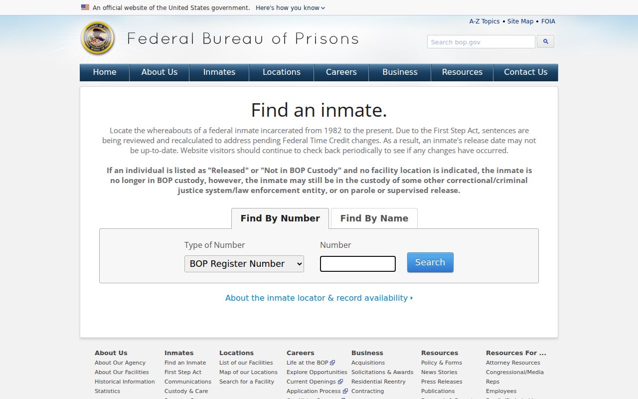 Federal inmate locator separate from Valley County arrest records