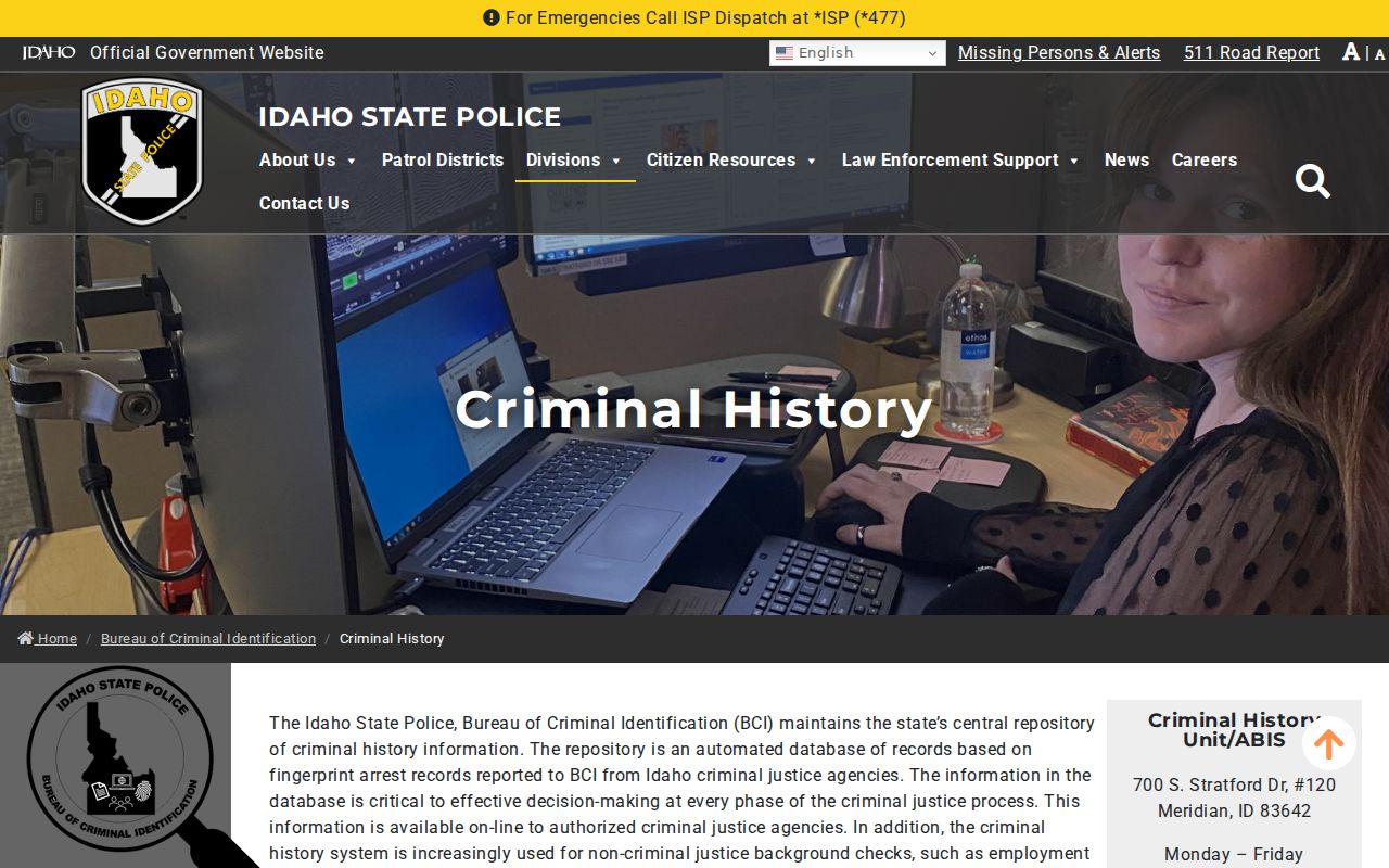 Idaho BCI criminal history retention and correction guide
