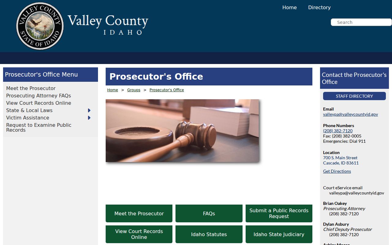 Valley County Prosecutor criminal case role