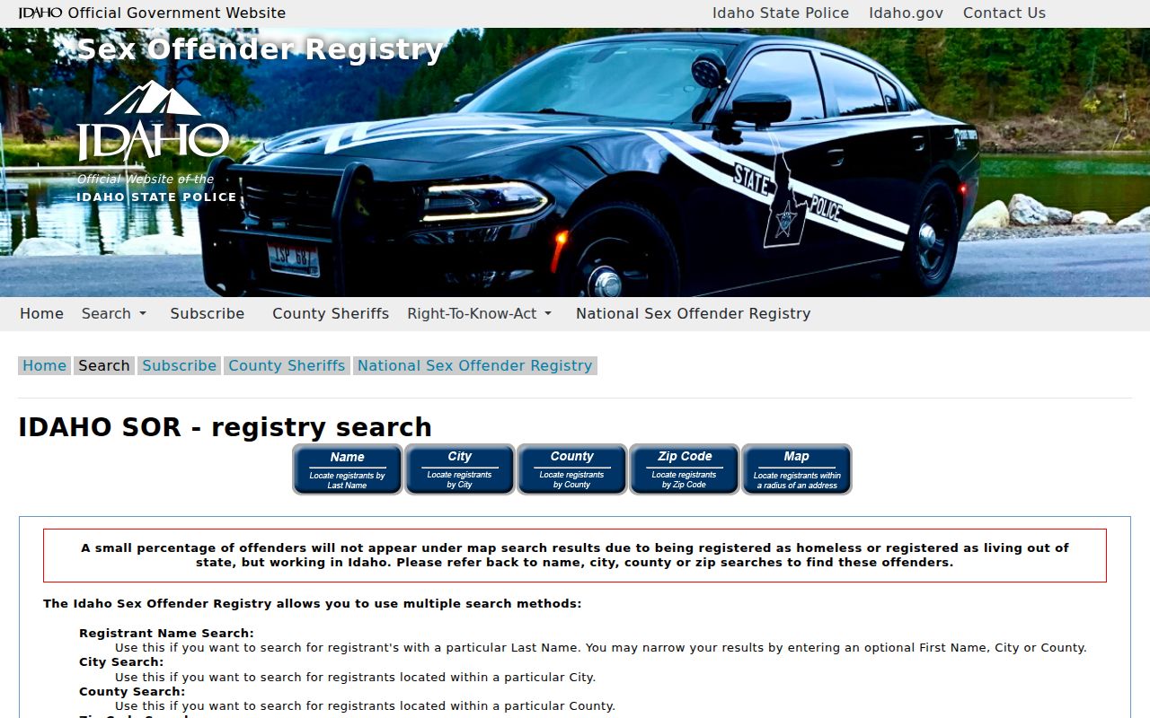 Idaho sex offender registry search and notification options